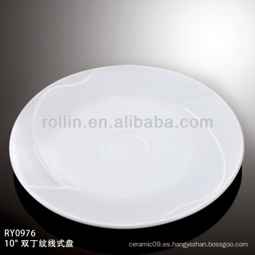 Alta placa de cena de porcelana de 10 &quot;de color blanco